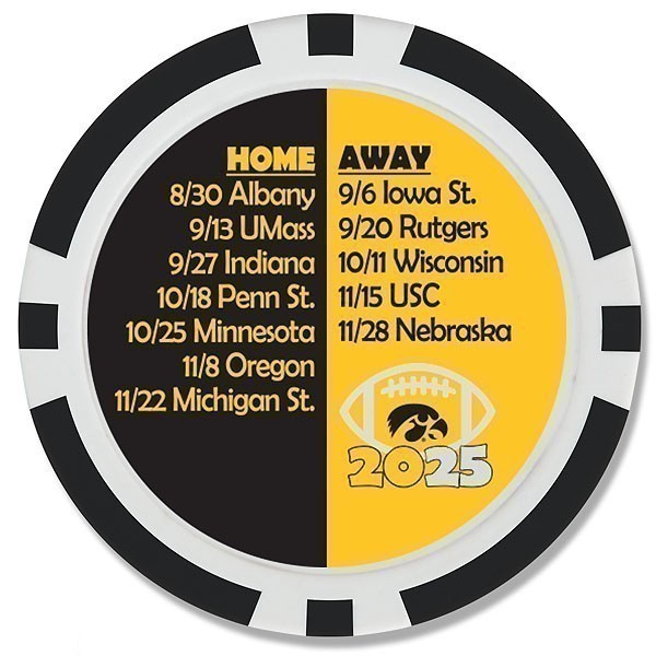 Iowa Hawkeyes 2025 Football Schedule Poker Chip