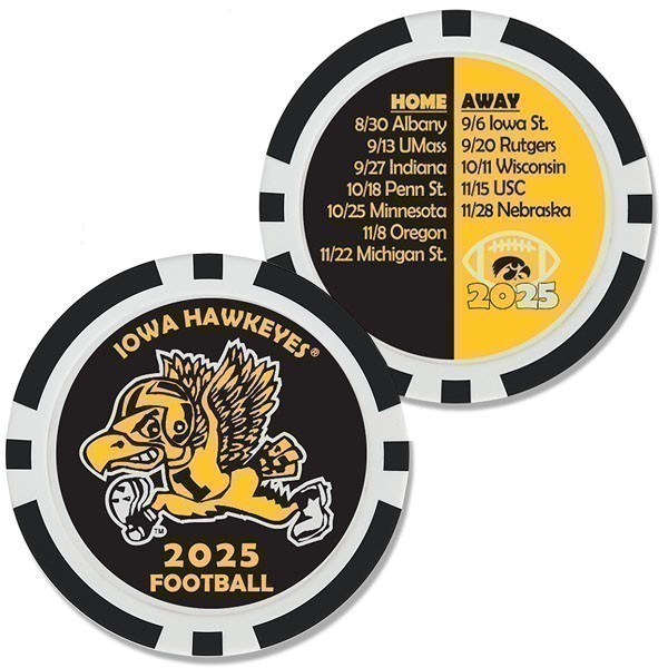 Iowa Hawkeyes 2025 Football Schedule Poker Chip