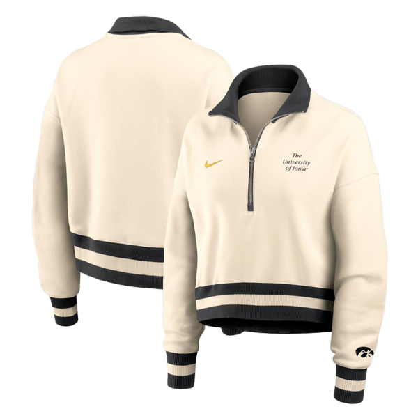 Iowa Hawkeyes Women's Nike 1/2 Zip Crop Fleece