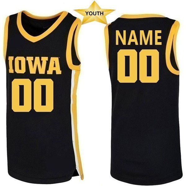 Iowa Hawkeyes Youth Custom Black Basketball Jersey