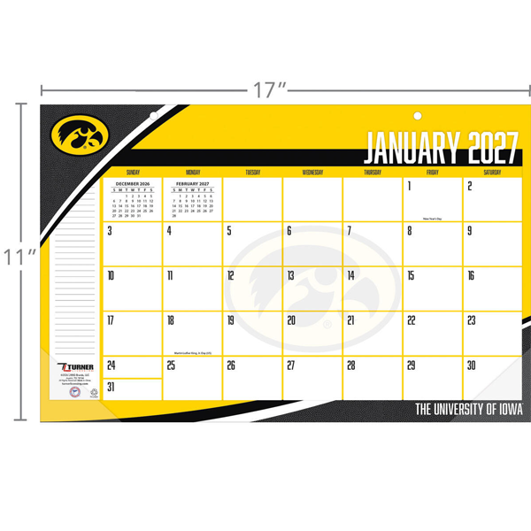 Iowa Hawkeyes 2027 Desk Pad Calendar