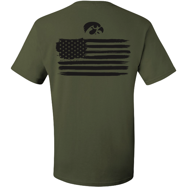 Iowa Hawkeyes Military Green Flag Tee