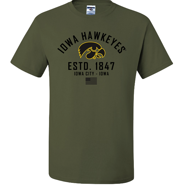 Iowa Hawkeyes Military Green Flag Tee