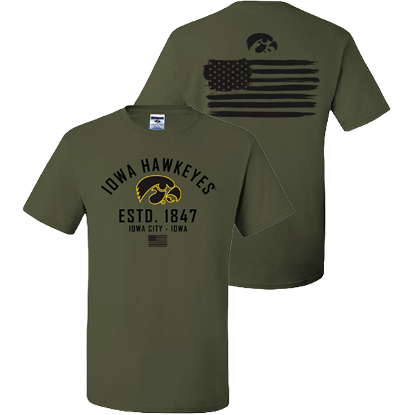 Iowa Hawkeyes Military Green Flag Tee