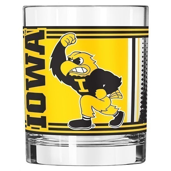 Iowa Hawkeyes Hero Rocks Glass