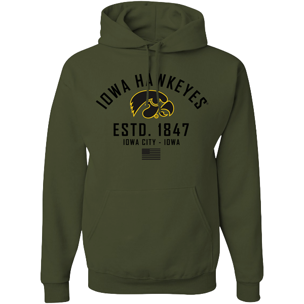 Iowa Hawkeyes Military Green Flag Hood