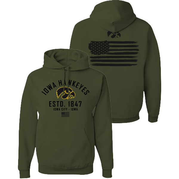Iowa Hawkeyes Military Green Flag Hood