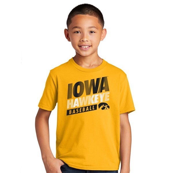 Iowa Hawkeyes Youth Baseball Gold Tee