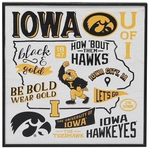 Iowa Hawkeyes Framed Wood Block