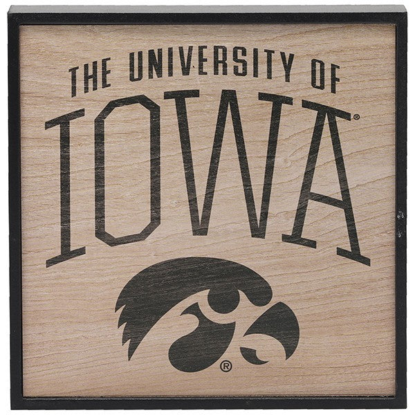 Iowa Hawkeyes Wood Black Block