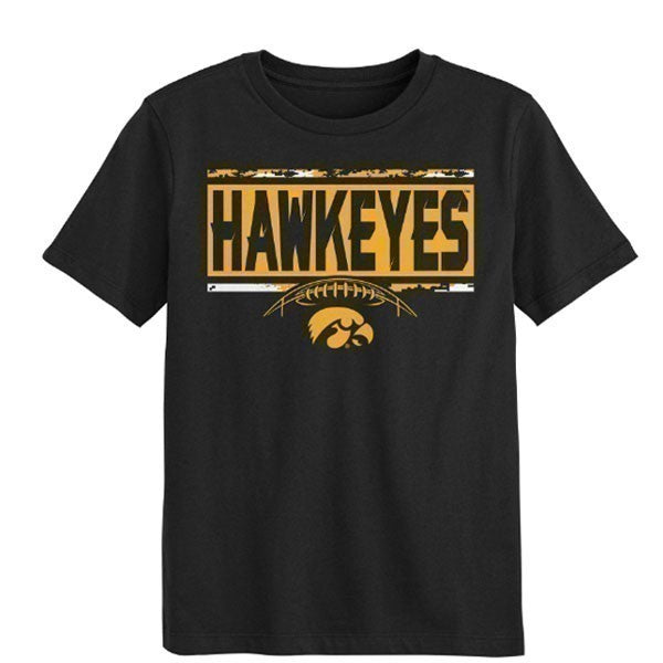 Iowa Hawkeyes Boys 4-7 Camo Football Tee