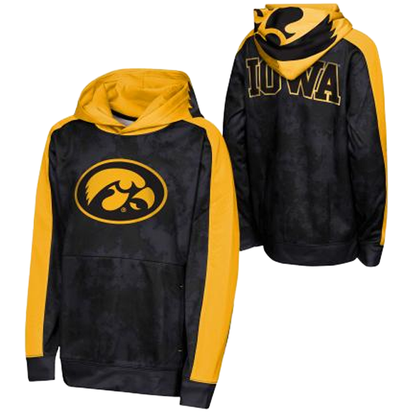 IOWA HAWKEYES YOUTH OFFENSIVE TACKLE POLY FLEECE HOOD