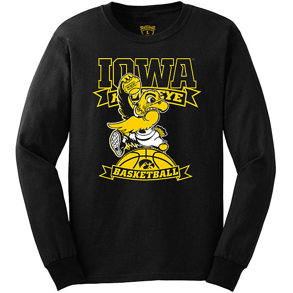 Iowa Hawkeyes Basketball Flying Herky Tee - Long Sleeve