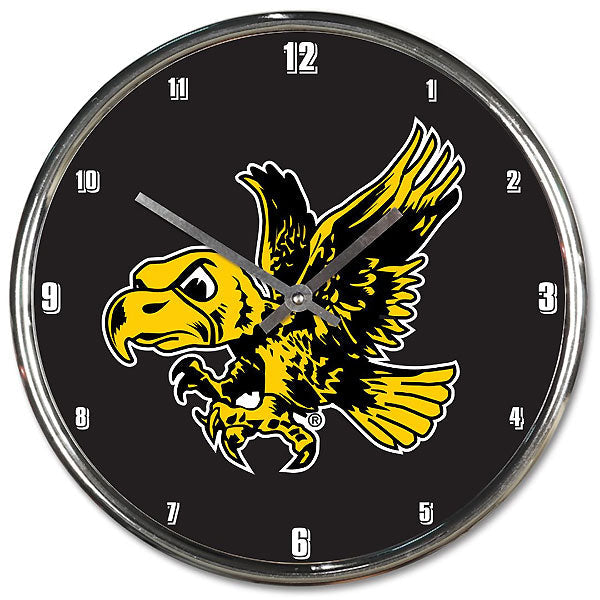Iowa Hawkeyes Flying Herky Chrome Clock