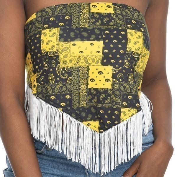 Iowa Hawkeyes Women's Fringe Tie Back Top