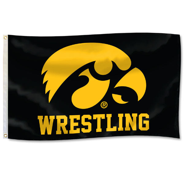 Iowa Hawkeyes Wrestling Tigerhawk Logo Flag