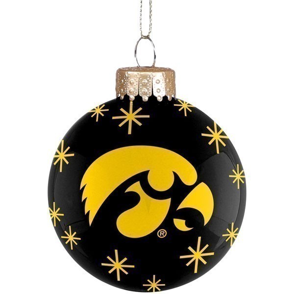 Iowa Hawkeyes Glass Ball Ornament