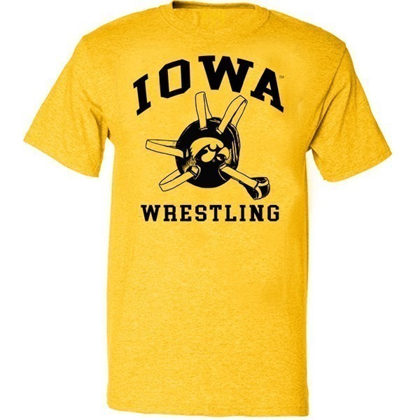 Iowa Hawkeyes Wrestling Gold Headgear Tee - Short Sleeve