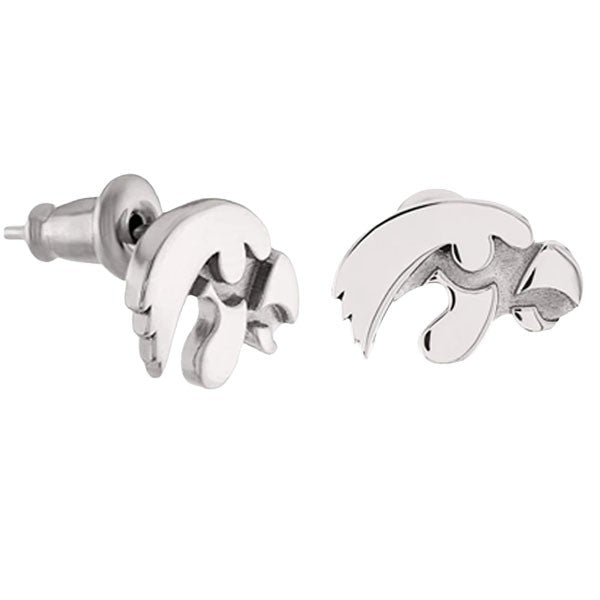 Iowa Hawkeyes Silver Tigerhawk Earrings