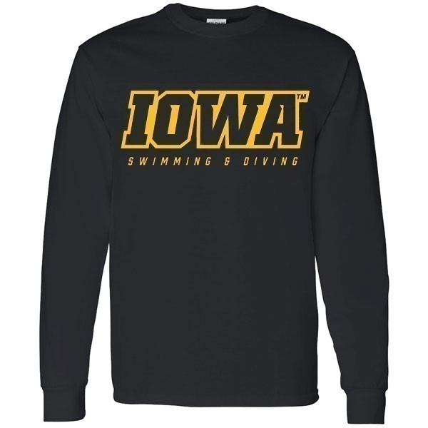 Iowa Hawkeyes Swimming and Diving IOWA Tee - Long Sleeve