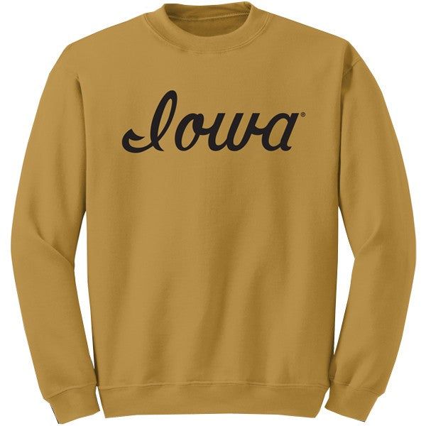Iowa Hawkeyes Old Gold Script Crew Sweat