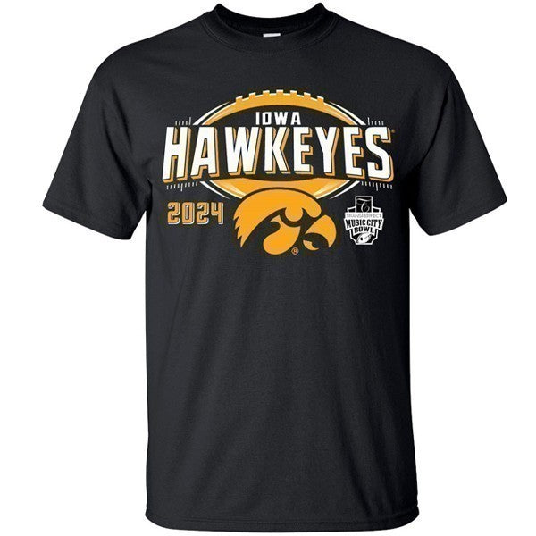 Iowa Hawkeyes 2024 Music City Bowl Black Tee - Short Sleeve