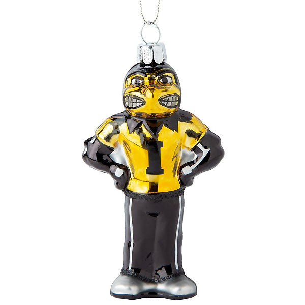 Iowa Hawkeyes Blown Glass Herky Ornament