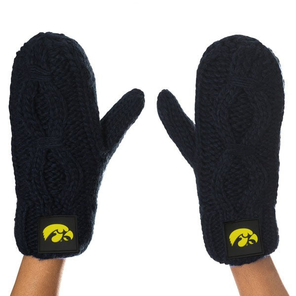 Iowa Hawkeyes Chunky Black Mittens
