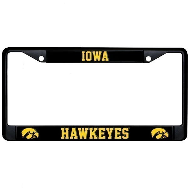 Iowa Hawkeyes Black Metal License Plate Frame