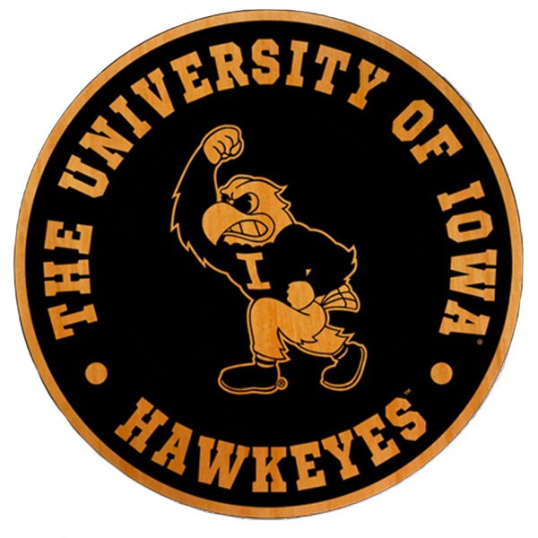 Iowa Hawkeyes Black Fighting Herky Wooden Magnet